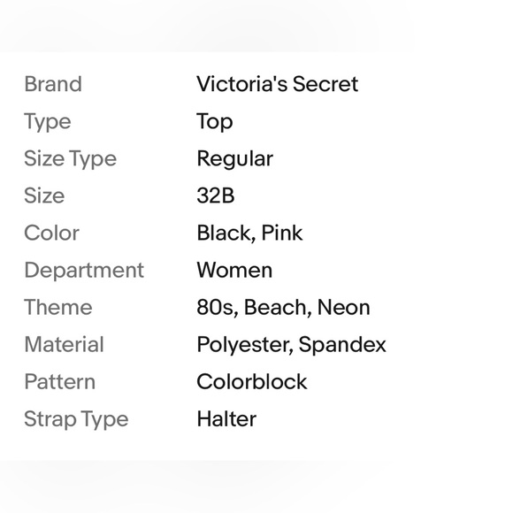 Victoria’s Secret Banded Hottie Halter Swim Top Size 32B Black Orange - Picture 6 of 6